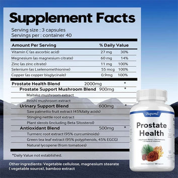 Prostate Health - Reduce Nighttime Bathroom Visits, Relieve Bladder and Urinary Tract Problems, Improve Performance